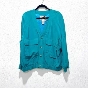 Vintage Teal Women's Bomber Jacket‎ M